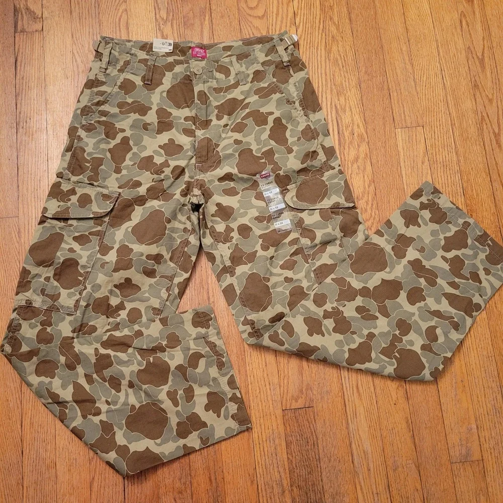 Levis 31x32 XX Cargo Baggy‎ Pants Green Frog Skin Camo Ripstop Hunting Utility